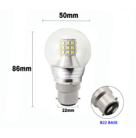 Boat Led Bulb, 5 watts - Globe Candle Led - 10-30 volts - B22 - White - D50*88mm - G50-39L-B22-W - AZLED